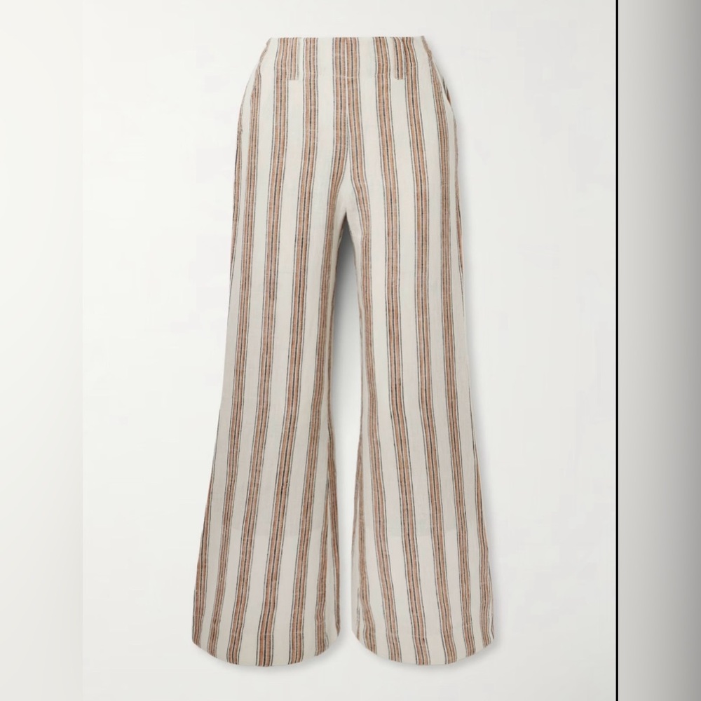 Alix of Bohemia Charlie Desert Striped Linen Flared Pants Wide Leg Retro 70s 2‎
